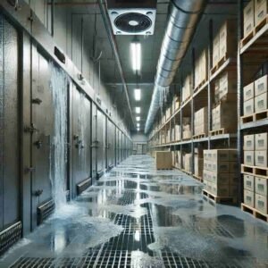 cámara frigorífica con fuga de agua